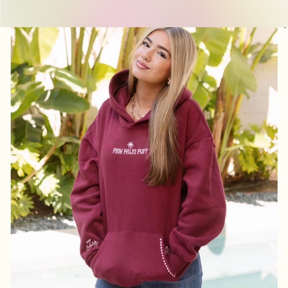 Pink Palm Puff Live in the Moment Hoodie